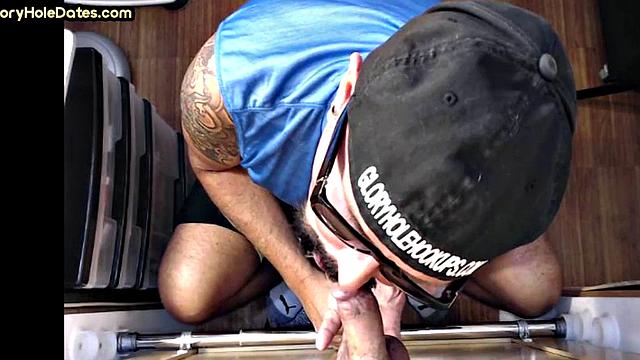 Cum in mouth gaydaddy sucks gloryhole cock at home