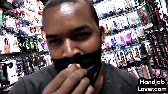 Cumthirsty cutie gives BJ to lucky guy