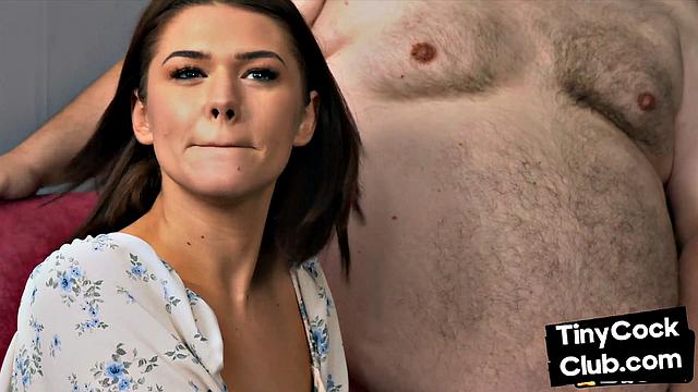 SPH domina jerks small cock of fat loser in orgy