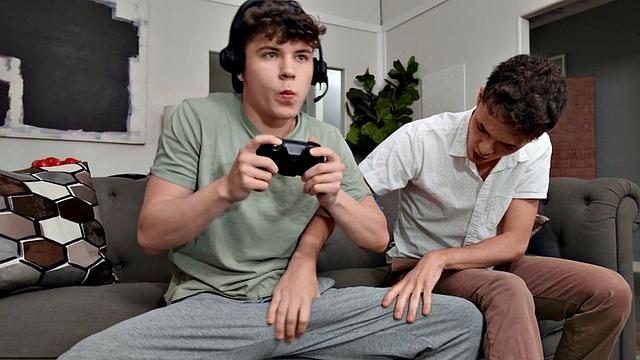 Skinny twink barebacked at home on couch by BF