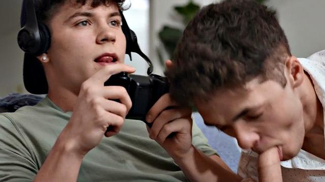 Skinny twink barebacked at home on couch by BF