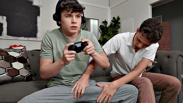 Skinny twink barebacked at home on couch by BF