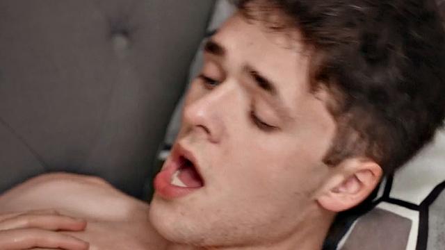 Skinny twink barebacked at home on couch by BF