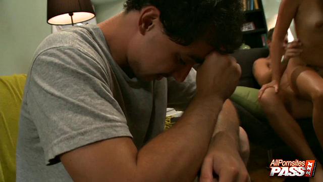 Allie Haze in front of her man