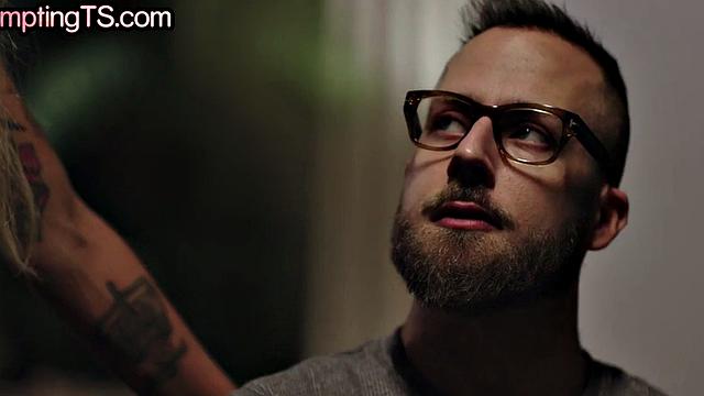 Big-titted transsexual loves fucking male in his anal hole