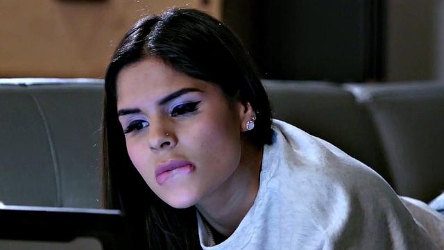 Busty lez MILF facesitting 21yo with small boobs