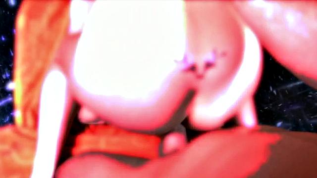 Busty lady barber bangs the customer