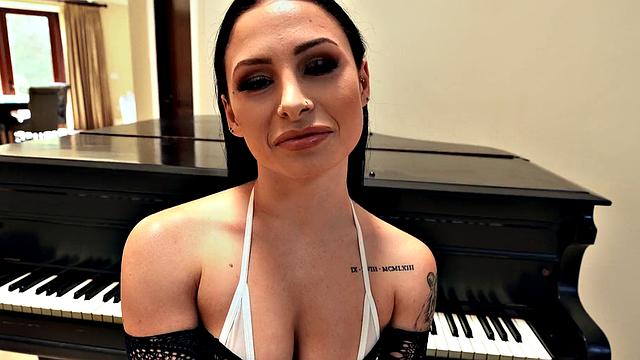 Mia's tight pussy gets penetrated by a big black cock in the living room