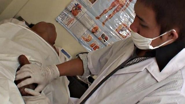 Asian twink barebacked by doctor after pissing