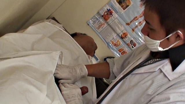 Asian twink barebacked by doctor after pissing