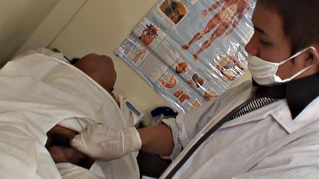 Asian twink barebacked by doctor after pissing