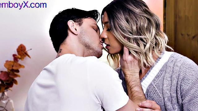 Skinny Asian femboy in college uniform assfucked by BF