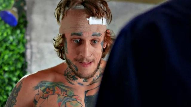 Dominant tattooed jock fucks 21yo in medical sling