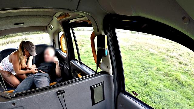 Desperate for another shot, a bald chick gives a sloppy blowjob and handjob to her man