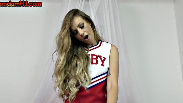 Femdom cheerleader teases cock in POV after facesitting