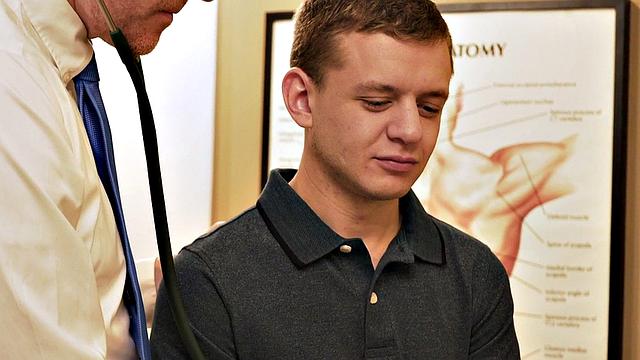 Skinny gay boy barebacked in infirmary by doctor after BJ