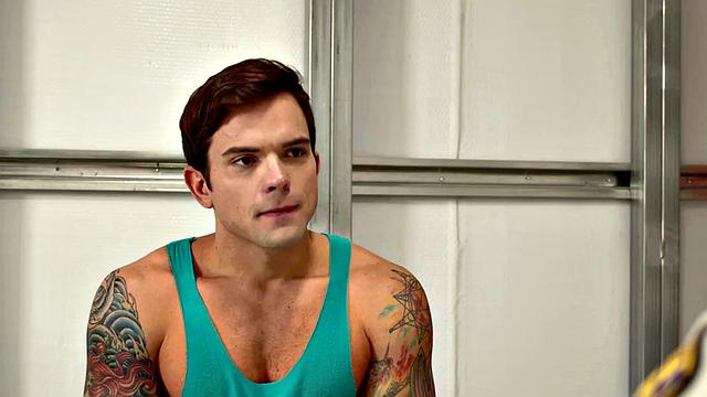 Inked stud blows before breeding with police officer