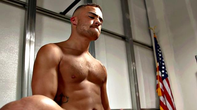 Inked stud blows before breeding with police officer