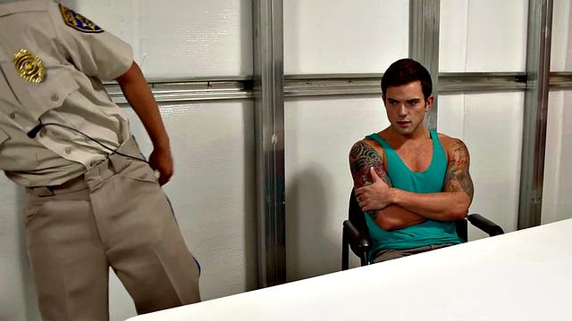 Inked stud blows before breeding with police officer