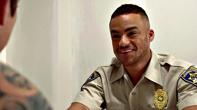 Inked stud blows before breeding with police officer