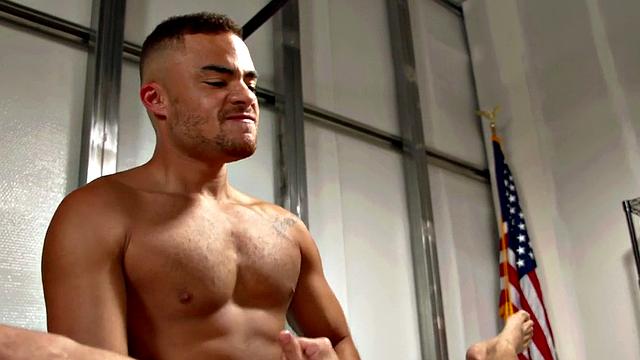 Inked stud blows before breeding with police officer