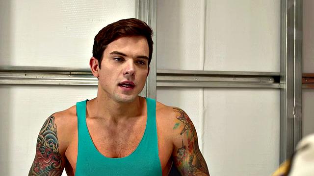 Inked stud blows before breeding with police officer