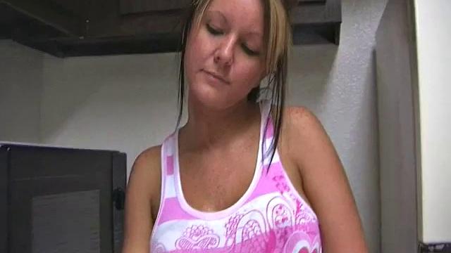 Kayden Krush cooking in the kitchen makes her horny!