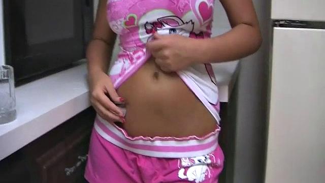 Kayden Krush cooking in the kitchen makes her horny!