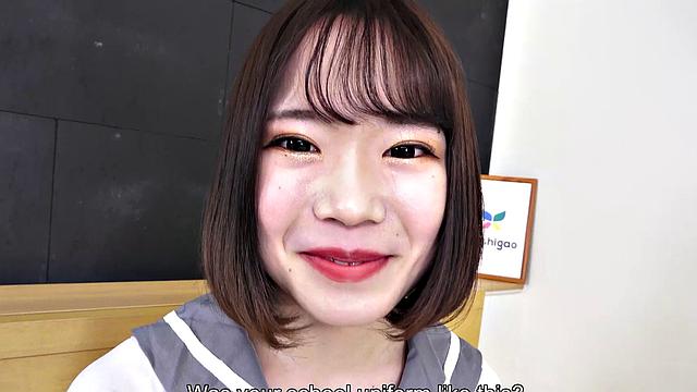 Cute Japanese Girl next door, Ayumi gets into costume to play