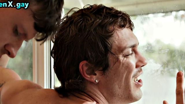 Manly stud fucks public bottom outdoors in food trailer