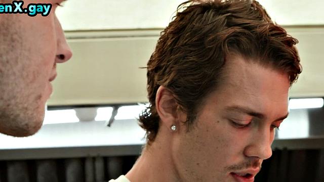 Manly stud fucks public bottom outdoors in food trailer