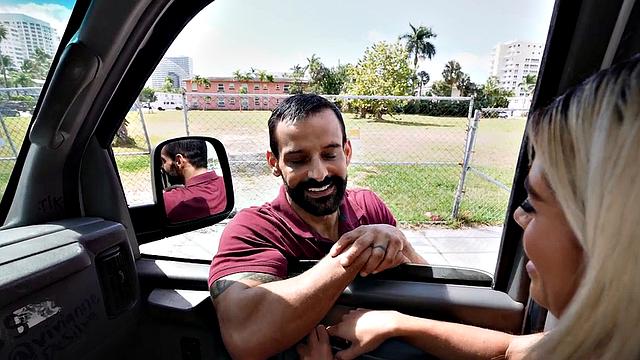 Real jock picked up to fuck in public van outdoors