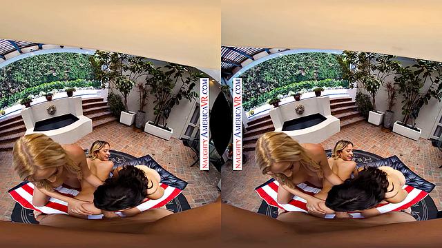 The tables turn when the lifeguard gets mouth to mouth from 3 hot college babes