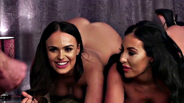 British babe teases guy who jerks cock on them by voyeurism