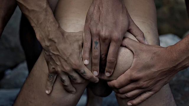 Bottom Hispanic stud gets his BBC fucked in orgy