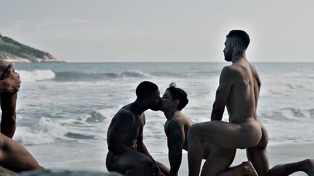 Bottom Hispanic stud gets his BBC fucked in orgy