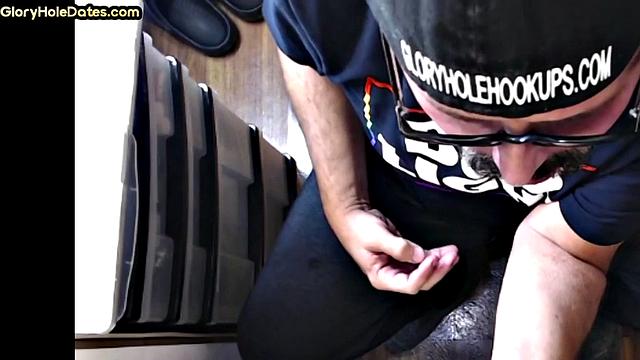 Real gloryhole amateur giving head in homemade video