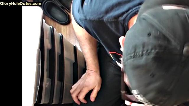 Real gloryhole amateur giving head in homemade video