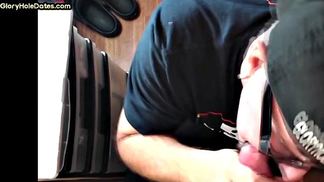 Real gloryhole amateur giving head in homemade video