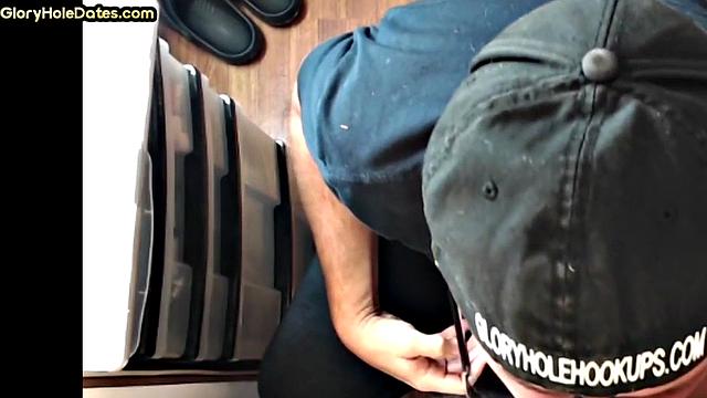 Real gloryhole amateur giving head in homemade video