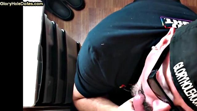 Real gloryhole amateur giving head in homemade video