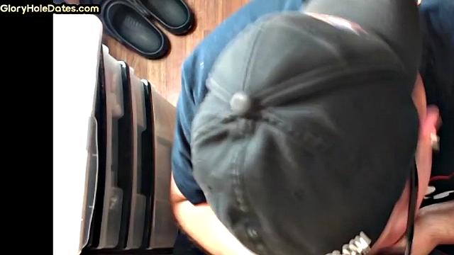 Real gloryhole amateur giving head in homemade video