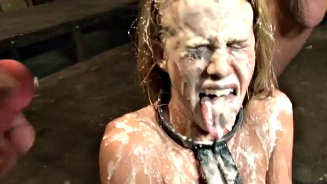 BDSM bukkake teen ruined in gangbang