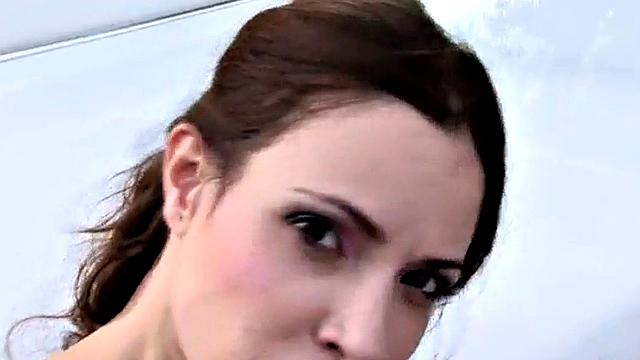 Lesbo nina strips off in tease by the limo