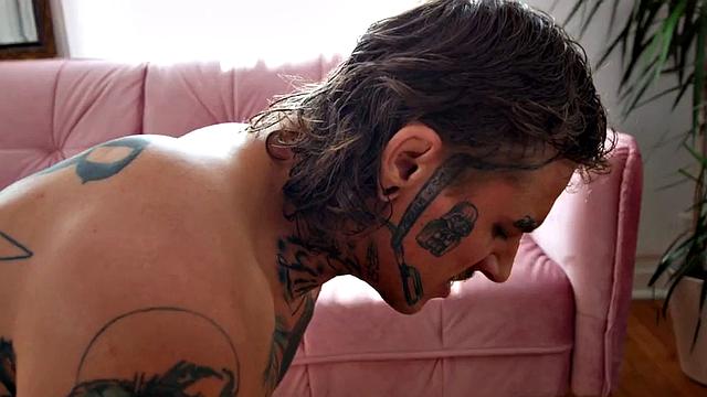 Sexy black gay fucked by white stud in tight anal.