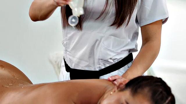 Massaging enjoy licking pussies while fingering