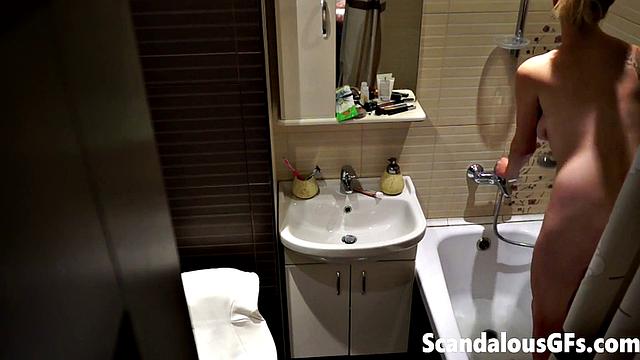 My naked girlfriend washing up in the bathroom is exactly what you need to stroke out