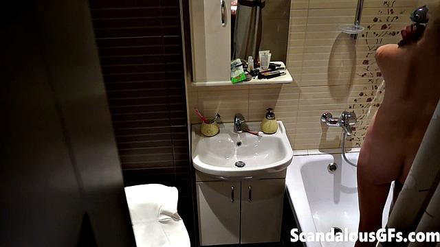 My naked girlfriend washing up in the bathroom is exactly what you need to stroke out