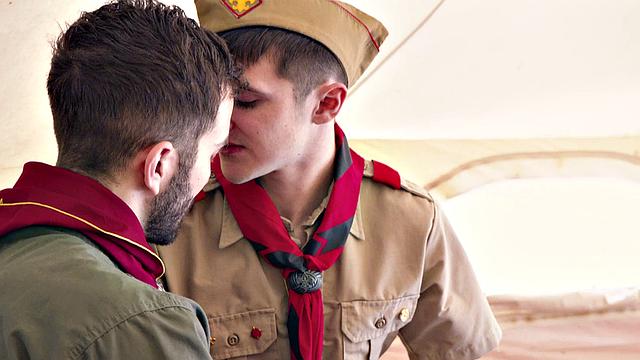 Newbie 21yo scout fucked in tent by elder