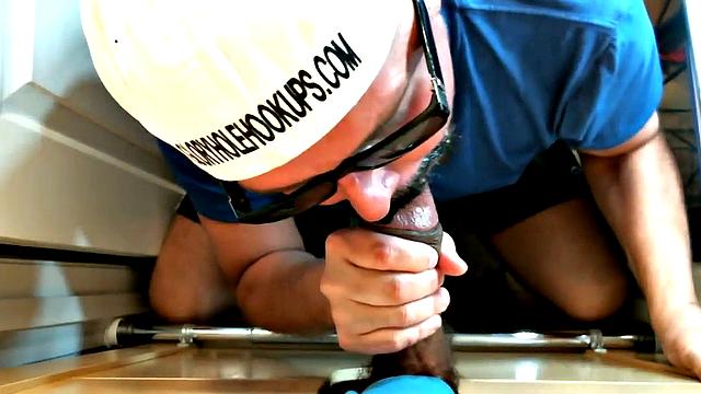 Gloryhole POV mature sucks and wanks hard schlong